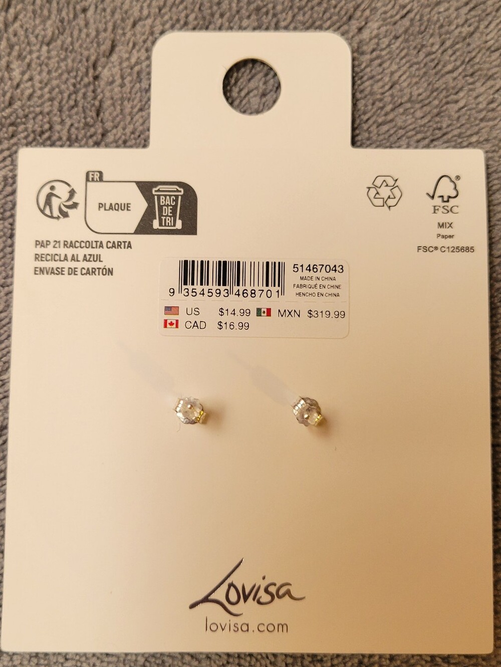 LOVISA Sterling Silver Butterfly Stud Earrings Cubic Zirconia Dainty Fairy Boho - Picture 4 of 4